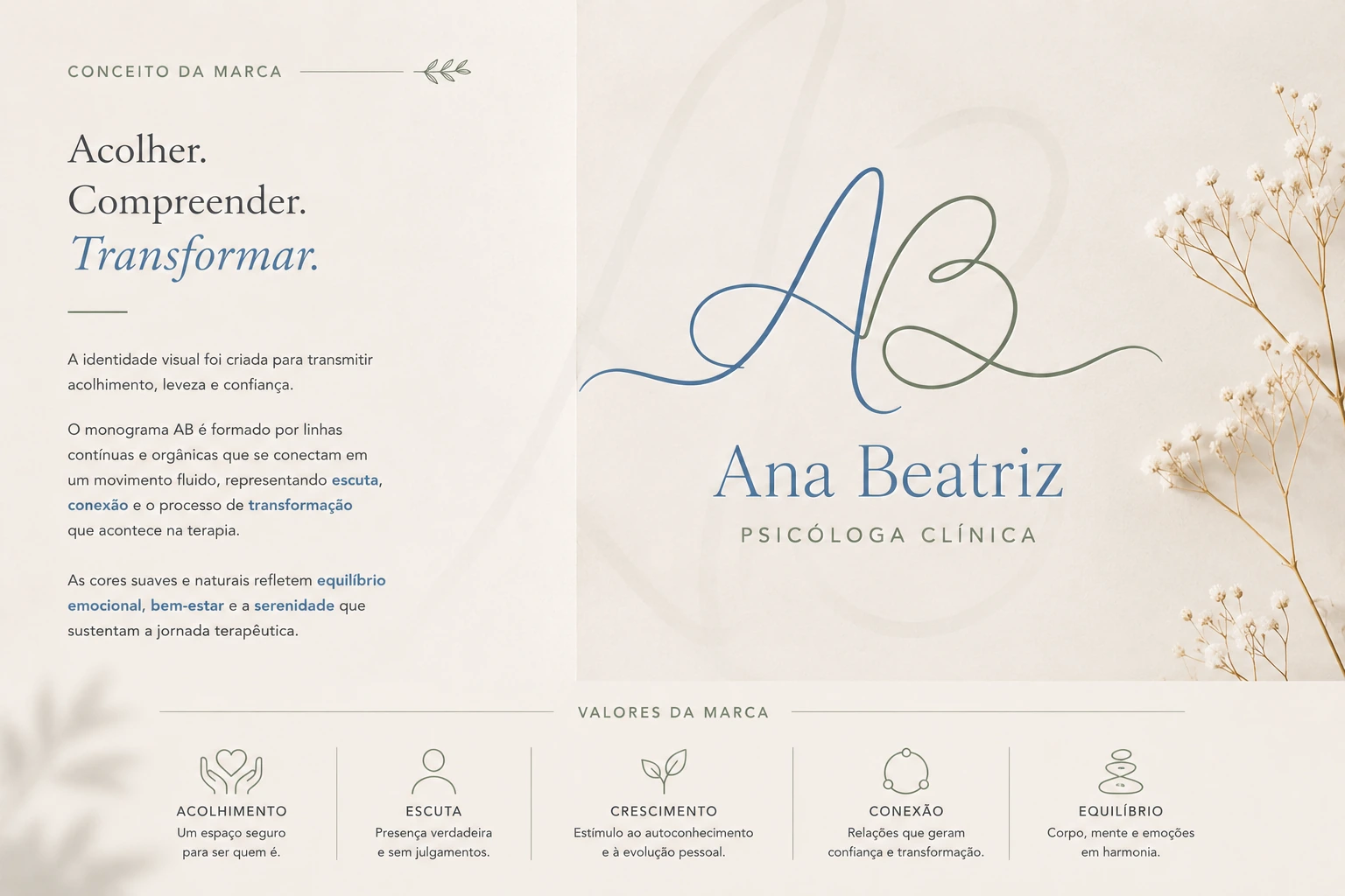Conceito da marca e valores de Ana Beatriz
