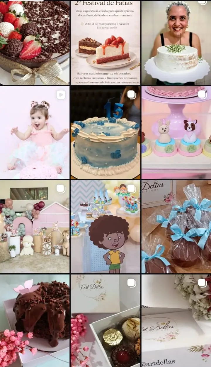 Feed da Artdellas antes da organização visual