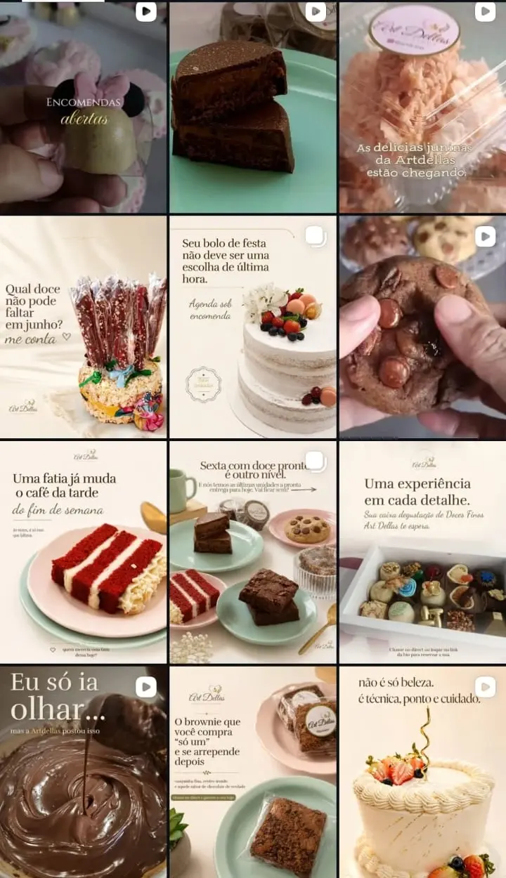 Feed da Artdellas depois da organização visual